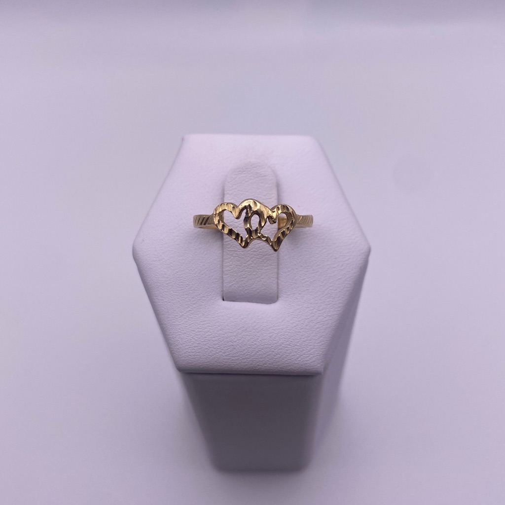 14k Yellow Gold Hearts Ring